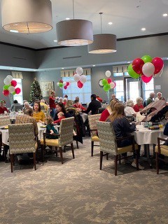 This is the wide shot photo of the breakfast with Santa event