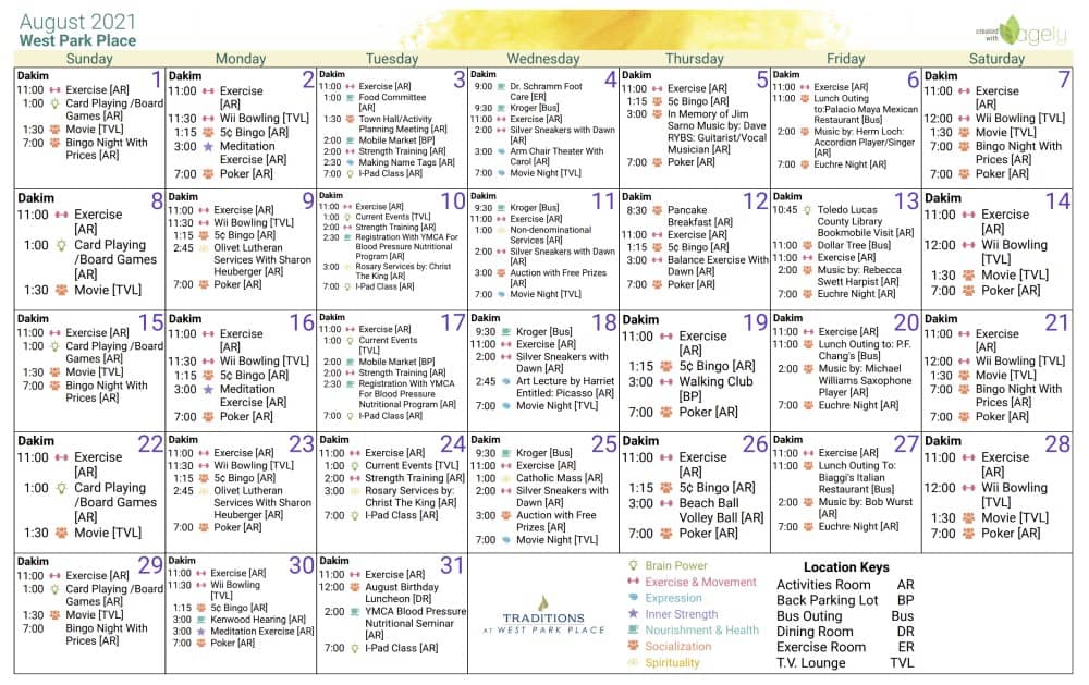 Senior Living - Activity Calendar