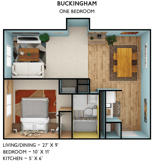 Floor Plans - One Bedroom - Buckingham