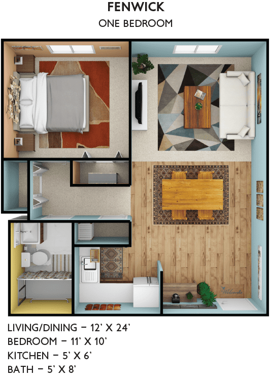Floor Plans - One Bedroom - Fenwick
