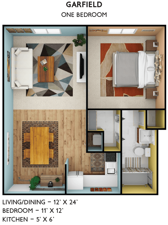 Floor Plans - One Bedroom - Garfield