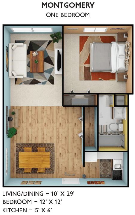 Floor Plans - One Bedroom - Montgomery